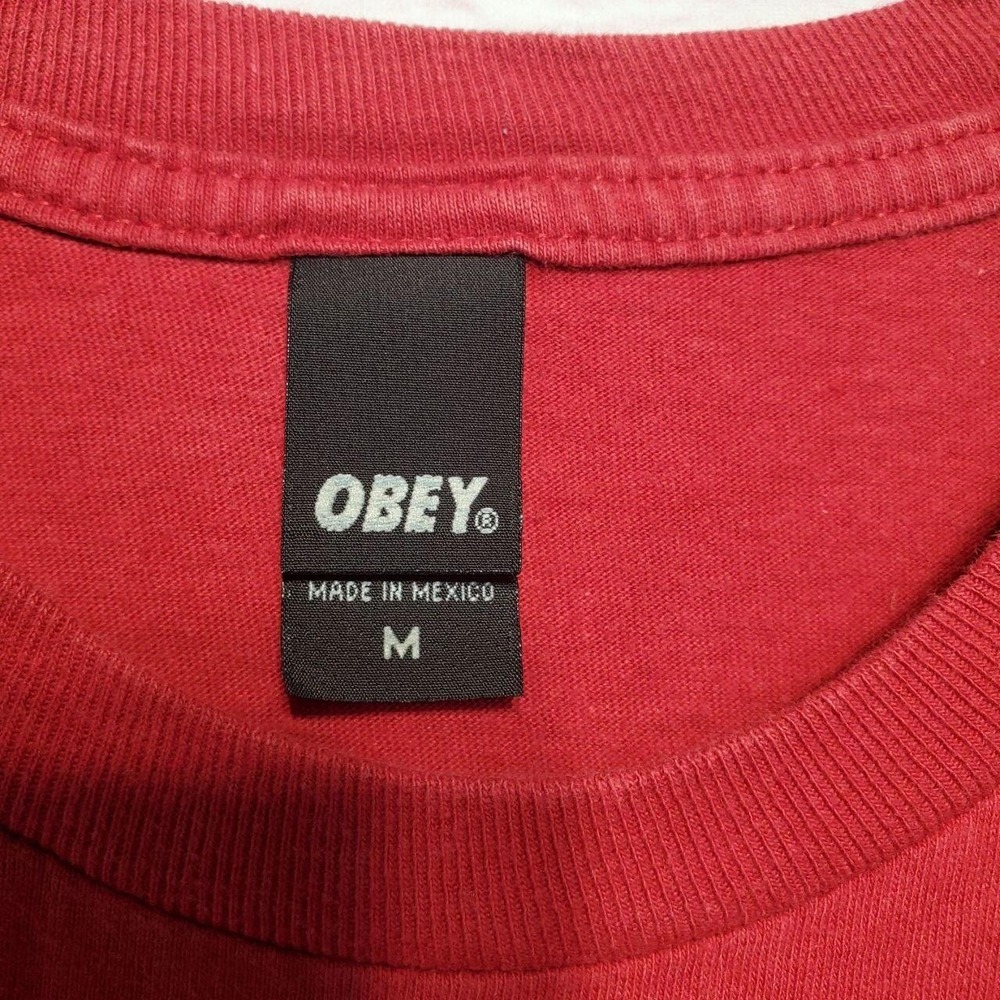 Obey Records Shirt Mens Medium Red Graphic Penguin Music Tee‎ Urban Skate Punk - Picture 3 of 8